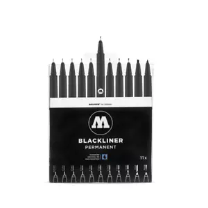 Juego completo Molotow Blackliner - 11 bolígrafos marcadores Fineliner negros permanentes - Imagen 1 de 4