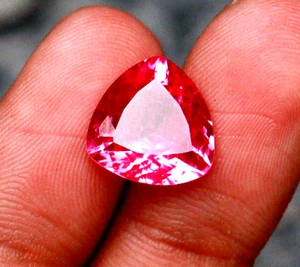 7.20 Ct Certified Loose Gemstone Trillion Cut Natural Pink Spinel Ring size - Picture 1 of 8