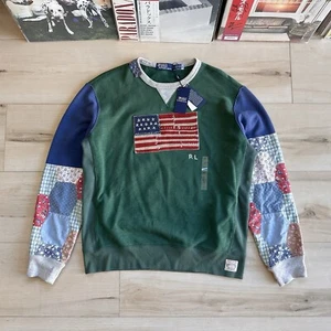 Polo Ralph Lauren Para Hombres Bandera Country Patchwork Acolchado Sudadera Suéter Nuevo con Etiquetas L - Imagen 1 de 16