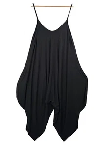 Foxblood lagen look super relaxed beachy jersey knit jumpsuit cropped black sz 3 - Picture 1 of 8
