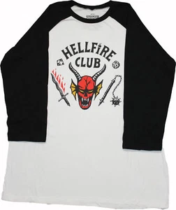 Stranger Things Mens Raglan T-Shirt - Hellfire Club Logo Image - Picture 1 of 1