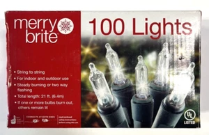 Merry Brite 100 Clear Mini Lights Green Wire String 21 Feet Indoor / Outdoor NEW - Picture 1 of 1