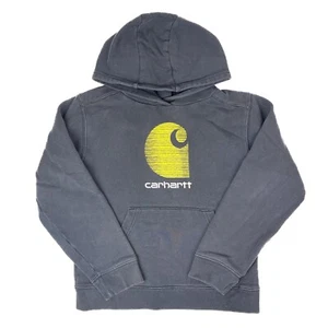 Carhartt Youth Black Hoodie Sweatshirt Size M (10-12) With Yellow Logo TS6348-B - Picture 1 of 8