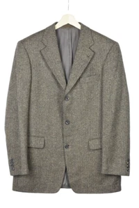 Hugo Boss Angelico Silk-Wool Blazer Hombre Grande Negro Label Espiguilla Patrón - Imagen 1 de 8