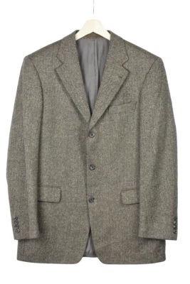 Hugo Boss Angelico Silk-Wool Blazer Hombre Grande Negro Label Espiguilla Patrón - Imagen 1 de 4