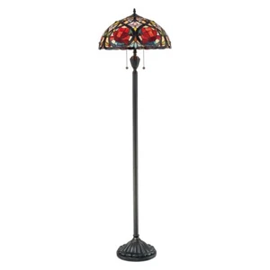 Stehlampe Standlampe Tiffany-Glas Metall Bronze H 157,5 cm Wohnzimmerleuchte - Bild 1 von 1
