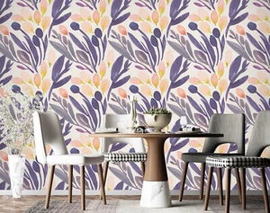 3D Purple Leaves E1231 Wallpaper Mural Paper Wall Print Indoor Murals CA Honey - Picture 1 of 11