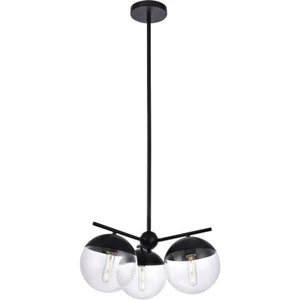 Chandelier Light Fixture Glass Shades Black Foyer Dining Room Kitchen Island 21" - Picture 1 of 7