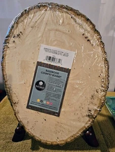 Piastra placca rotonda country legno basso cavo di noce 12"" x 9"" X7582 corteccia naturale - Foto 1 di 9