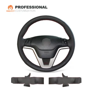 MEWANT Schwarz Echtleder Auto Lenkradabdeckung für Honda CR-V CRV 2006-2012 - Bild 1 von 10