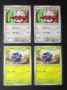 2x Forretress 110/162 & 2x Pineco 002/162 Pokemon card SV Temporal Forces NM - Picture 1 of 1
