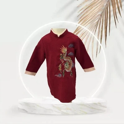 Vietnamese Traditional Family Ao Dai for Toddler/Baby Boy/Boy/Be Trai - Red - Image 1 of 3