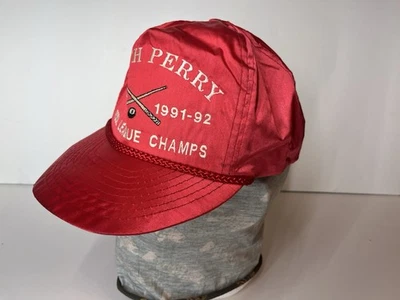 Gorra Otto vintage años 90 South Perry (PA) Pool League Champions roja hebilla satinada Foto 1 de 4
