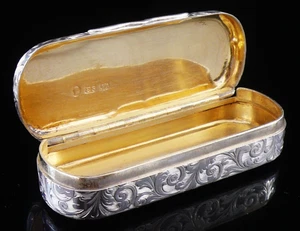 Caja de tabaco de plata esterlina con diseño de tartán, Birmingham 1844, Edward Smith - Imagen 1 de 13