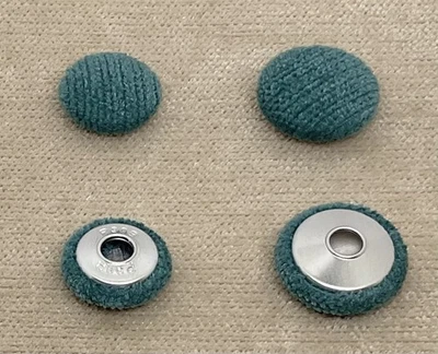 Teal Chenille Velvet Tape Back Upholstery Buttons - Size 19mm and 23mm - Image 1 of 2