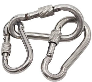 ➡ Large & Small SCREW LOCK Galvanised CARABINER CLIP ⬅︎ Snaphook Clip HEAVY DUTY - Picture 1 of 15