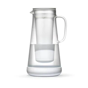 LifeStraw Home Water Pitcher, 7-Cup, White, Glass with Silicone Base, White, ... - Picture 1 of 8