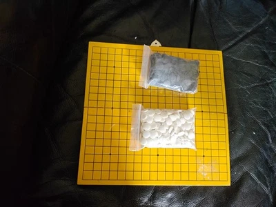 Vintage Go Game Set Wooden Board Glass Stones Made in Japan - Image 1 of 3