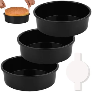 8 Inch Round Cake Pan Set of 3 with 100 Parchment Paper - Non-Stick, Dishwa - Picture 1 of 6