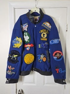 VTG Jeff Hamilton Limited Edition Jacket NBA AMA Defunct Team Patches Blue 3XL - Picture 1 of 20
