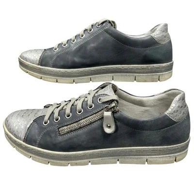 Zapatilla deportiva de cuero Remonte Kaja azul plateado con patrón de piel de serpiente talla 42 Foto 1 de 4