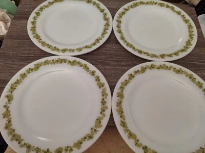 PYREX HARD TO FIND OLIVES (OLIVE LEAF) DINNER PLATES 10 INCH x4 FREE USA SHIP - Image 1 of 3