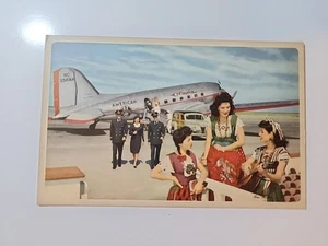 Vintage 1940s AMERICAN AIRLINES Postcard "Yes! Flagships Fly Down Mexico Way" - Picture 1 of 2