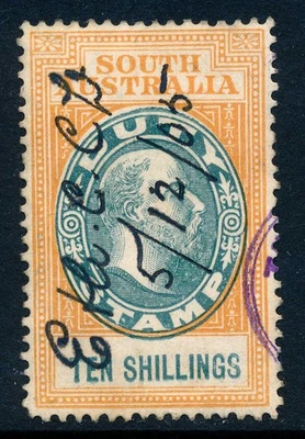 Южная Австралия 1902 10/ фискальная марка, оранжевый, BF8 VF б/у - Изображение 1 из 4