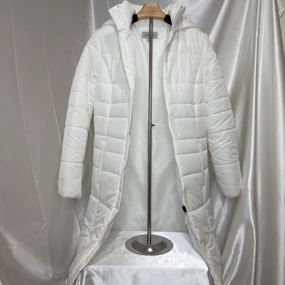 Women's Merona Solid White Puffer Hooded Coat Size Small - Image 1 of 4