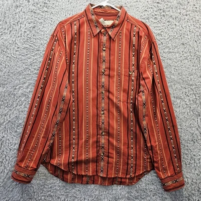 Territory Ahead Shirt Men Large Western Cowboy Aztec Stripe Orange Vintage Y2K - Image 1 of 4
