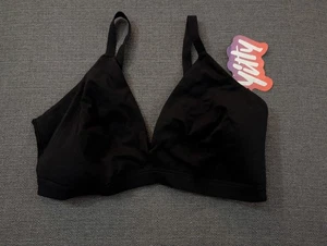 Bralette triángulo de apoyo de algodón suave y cómodo Yitty talla 2X en icónico negro NUEVO - Imagen 1 de 2