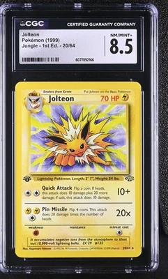 CGC 8.5 Jolteon 1999 Jungle 1st Edition 20/64 Non Holo Rare Pokemon Card - Image 1 of 2