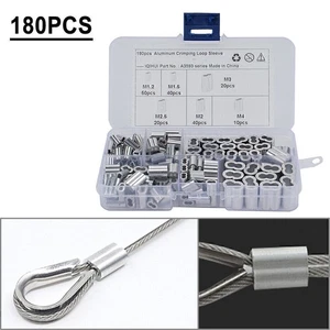 180pcs 6 Size Double Sleeve Crimp Loop Sleeve for Wire Rope Cable - Picture 1 of 12