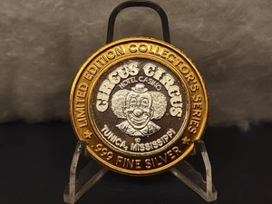 Circus Circus 10 $ Spielmedaille, .999 reines Silber, 1995 Elefant & Clown - Bild 1 von 3