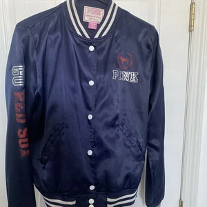 Victoria Secrets Pink RedSox warm up jacket. Women’s M Medium Snap Up - Picture 1 of 7