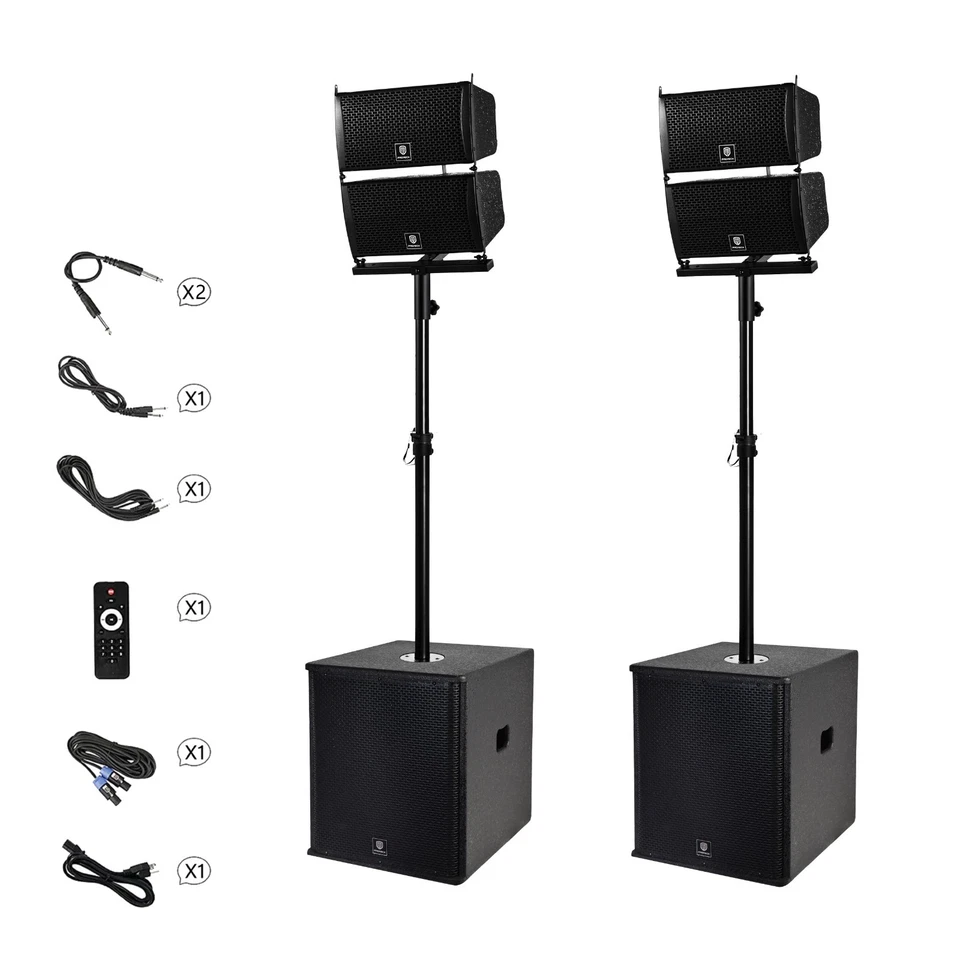 PRORECK 15inch Line Array PA Speaker System 6000W P.M.P.O Bluetooth DJ Subwoofer