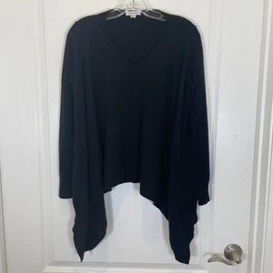 Garnet Hill 100% Kaschmir Pullover Schwarz V-Ausschnitt High Low Sides Langarm XS - Bild 1 von 5