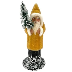 Ino Schaller Yellow Beaded Santa German Paper Mache 6 Inch - Picture 1 of 7