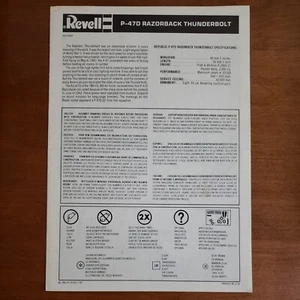 Revell Model P-47D RAZORBACK THUNDERBOLT 1982 4423-3800 INSTRUCTIONS ONLY - Picture 1 of 2
