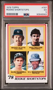 Klutts/Molitor/Trammell/Washington 1978 Topps Rookie Shortstops Card #707 PSA 5 - Picture 1 of 2