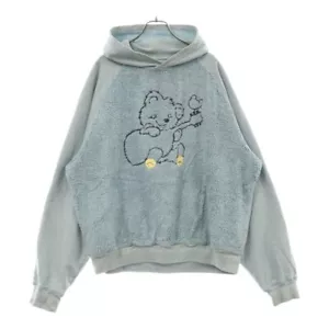 Kapital Japan Bear print pile fabric switching sweatshirt hoodie blue K2311LC171 - Picture 1 of 15
