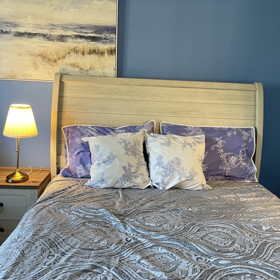 Juego de 4 fundas de almohada cuadradas azules y blancas 100 % algodón Foto 1 de 1