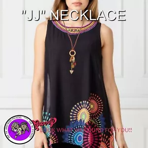 "JJ" Jewelry BEADS Pewter 'Mystic Gypsy Colors' Necklace Gift Box FREE SHIP 18" - Bild 1 von 2