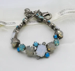 Sorrelli Blue Faux Moonstone Crystal Rhinestone 8" Bracelet Women's Vintage  - Picture 1 of 8