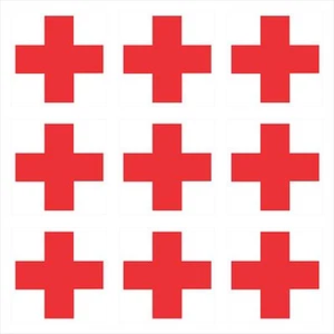 9 - RED MEDICAL CROSS ON WHITE BACKGROUND Window Bumper Helmet Sticker HS-997 - Picture 1 of 1
