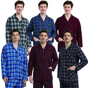 Amaxer Men’s Pajamas Set 100% Cotton Flannel Long Sleeves Pajamas For Men PJs - Picture 1 of 47