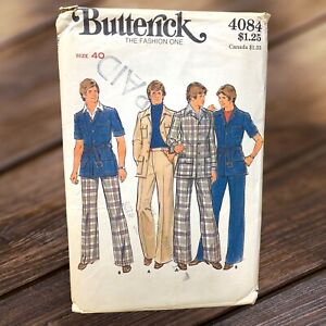 BUTTERICK Pattern 4084 Mens JACKET PANTS Size 40 VINTAGE 1970s CUT