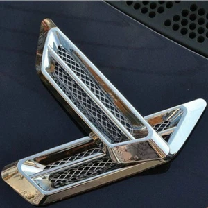 2Pcs Plastic Chrome Car SUV Air Flow Fender Side Vent Sticker Trim Accessories - Foto 1 di 12