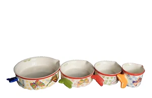 Pier 1 Imports Butterfly Measuring Cups Hand Painted Stoneware 4pc - Picture 1 of 5