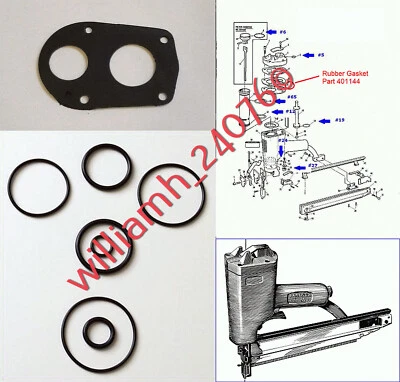 Paslode 212-F MU212F Finish Nailer O ring Kit + Rubber Cap Gasket 401144
